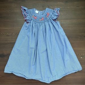 Edgehill collection 3T patriotic, red, white and blue smock dress